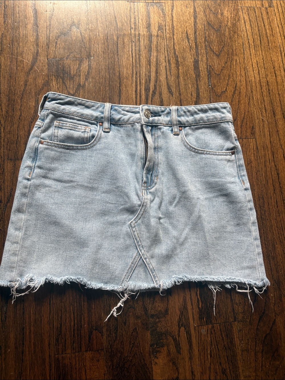 PacSun Light Blue Denim Mini Skirt with Frayed Hem